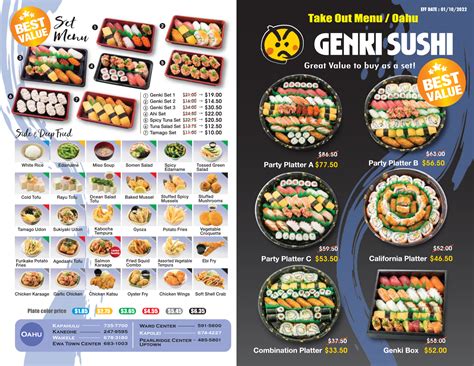 genki sushi menu oahu